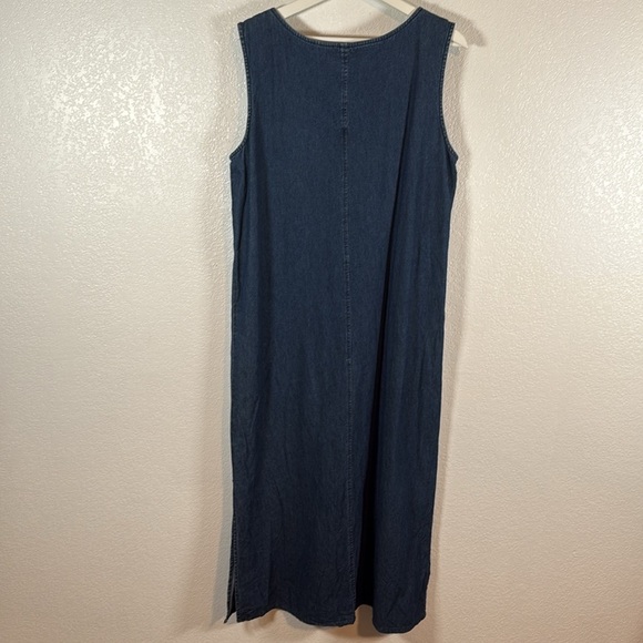 Jane Ashley Denim Embroidered Dragon Flies Sequin Beaded Dress Size Large - Picture 4 of 8